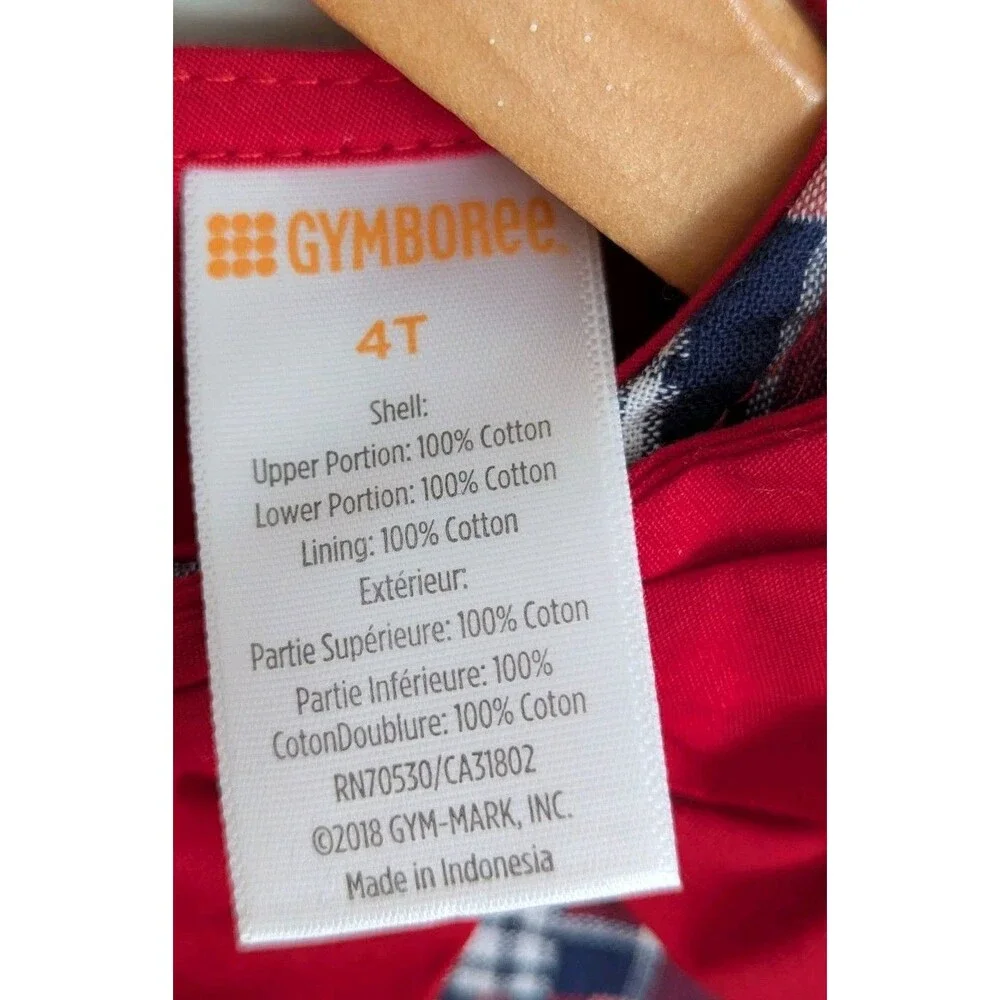 Gymboree Girls 4T Plaid Madras Patchwork Jumper Dress Red White Blue Patriotic